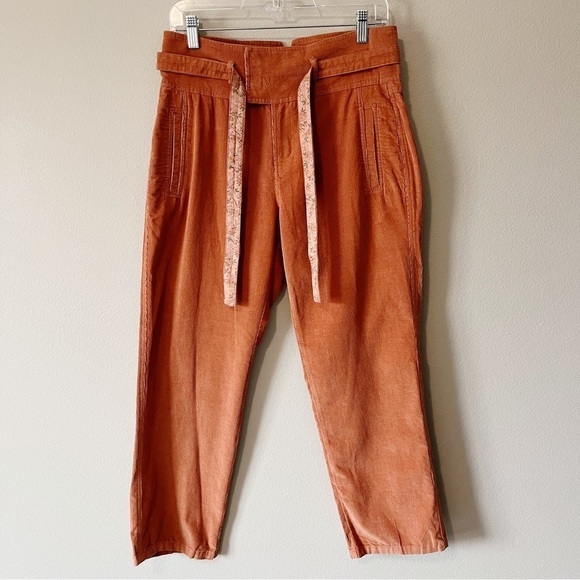 Sundance NWOT Emily Softest Corduroy Crop Pants w/ Tie Coral Size 8 - Picture 5 of 14